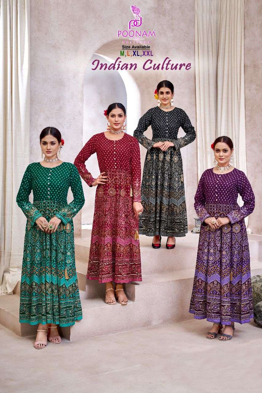 POONAM DESIGNER BY SMIT CREATION 1001 TO 1005 SERIES BEAUTIFUL STYLISH FANCY COLORFUL CASUAL WEAR & ETHNIC WEAR HEAVY RAYON PRINT GOWNS AT WHOLESALE PRICE